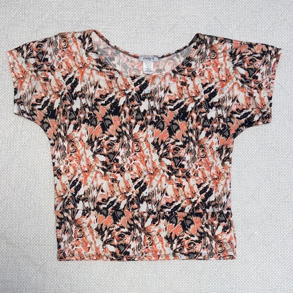 Only Women's Abstract Print Blouse - Black, White, Orange - Picture 1 of 3